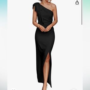 PRETTYGARDEN One Shoulder Long Formal Dresses Ruched Bodycon Slit Maxi Dress